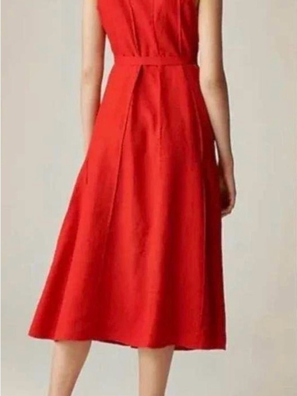 J. Crew Red Sleeveless Ring-Belt Midi Dress - Picture 2 of 6